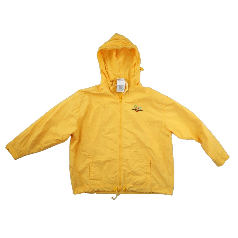 Walt Disney World Windbreaker Jacket Men's Size Large Yellow Hooded Vintage